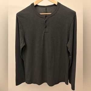 Lululemon Henley Long Sleeve Shirt Fitted Stretch Gray Medium